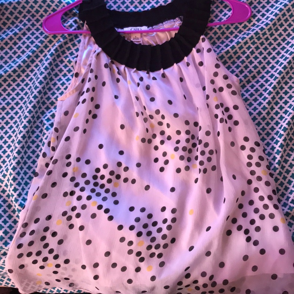 Black and yellow polka dot tank top